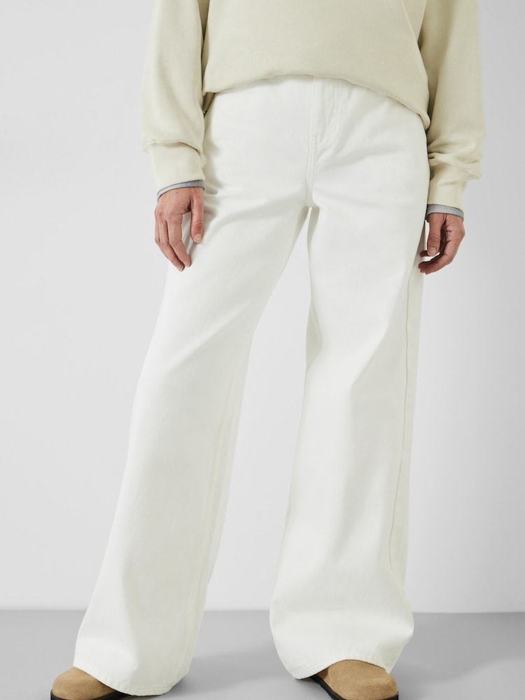 Hush White Abi Wide Leg 100% Cotton Jeans - Image 2 of 5