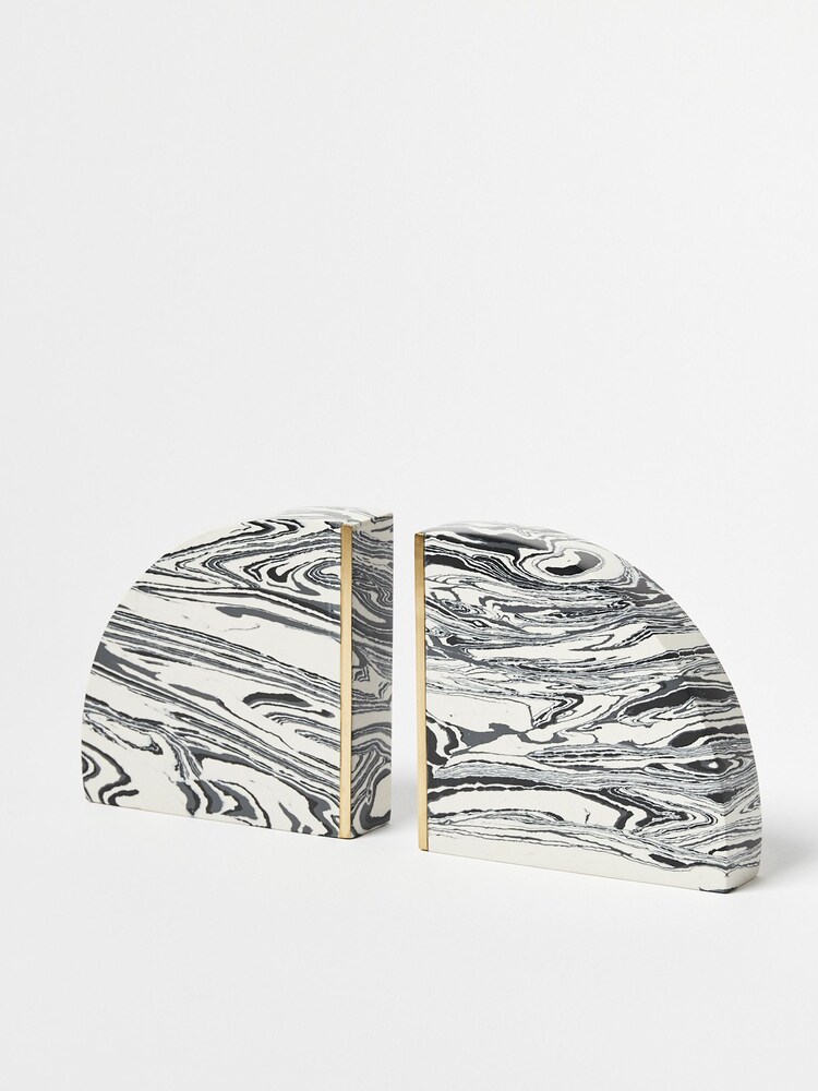 Oliver Bonas White Marble Book Ends - Image 1 of 4