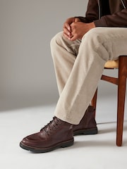 Коричневый - Leather Apron Toe Zip Up Boots - Image 1 of 6
