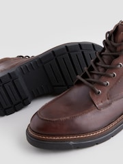 Коричневый - Leather Apron Toe Zip Up Boots - Image 6 of 6