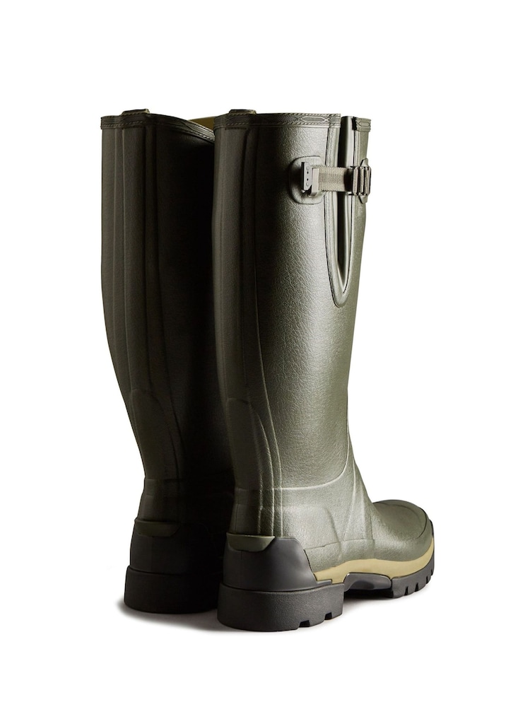 Hunter Mens Green Balmoral Tall Side Adjustable Neoprene Lined Techsole Wellies - Image 3 of 4