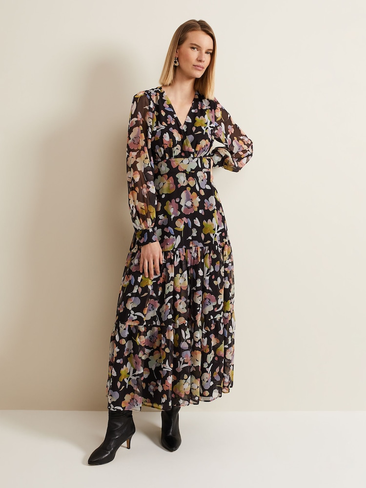 Phase Eight Black Petite Sandra Floral Maxi Dress - Image 1 of 7