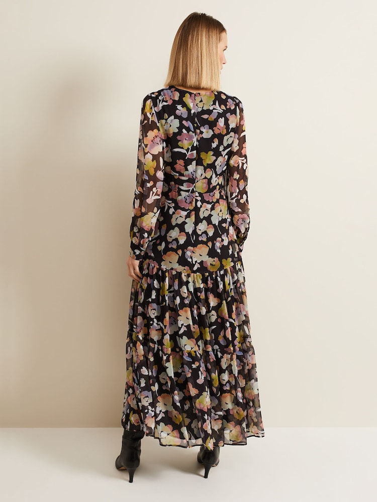 Phase Eight Black Petite Sandra Floral Maxi Dress - Image 2 of 7