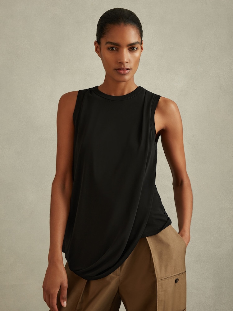 Reiss Black Elva Draped Layered Top - Image 1 of 5