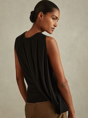 Reiss Black Elva Draped Layered Top - Image 4 of 5