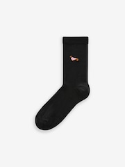 Sausage Dogs Embroidered Motif Ankle Socks 4 Pack - Image 3 of 5