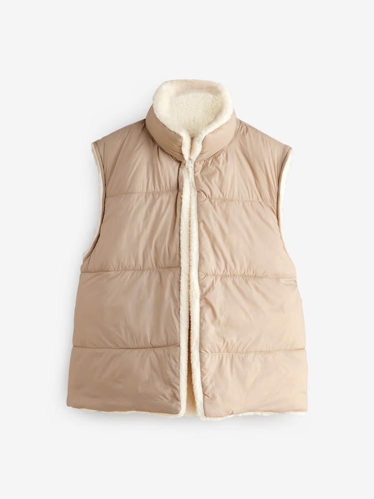 Cream Reversible Borg Teddy Gilet - Image 7 of 8