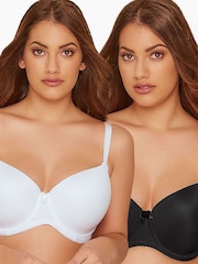 Yours Curve Black Moulded T-Shirt Bra 2 Pack - Image 1 of 3