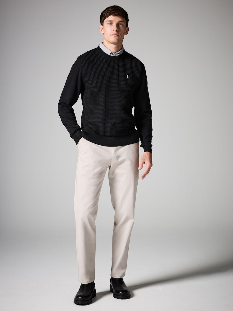 Black Mini Cable Crew Neck Regular Mock Shirt Jumper - Image 2 of 7