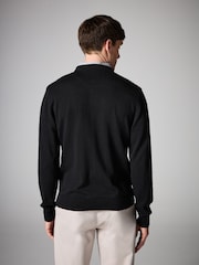 Black Mini Cable Crew Neck Regular Mock Shirt Jumper - Image 4 of 7