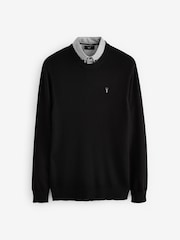 Black Mini Cable Crew Neck Regular Mock Shirt Jumper - Image 5 of 7