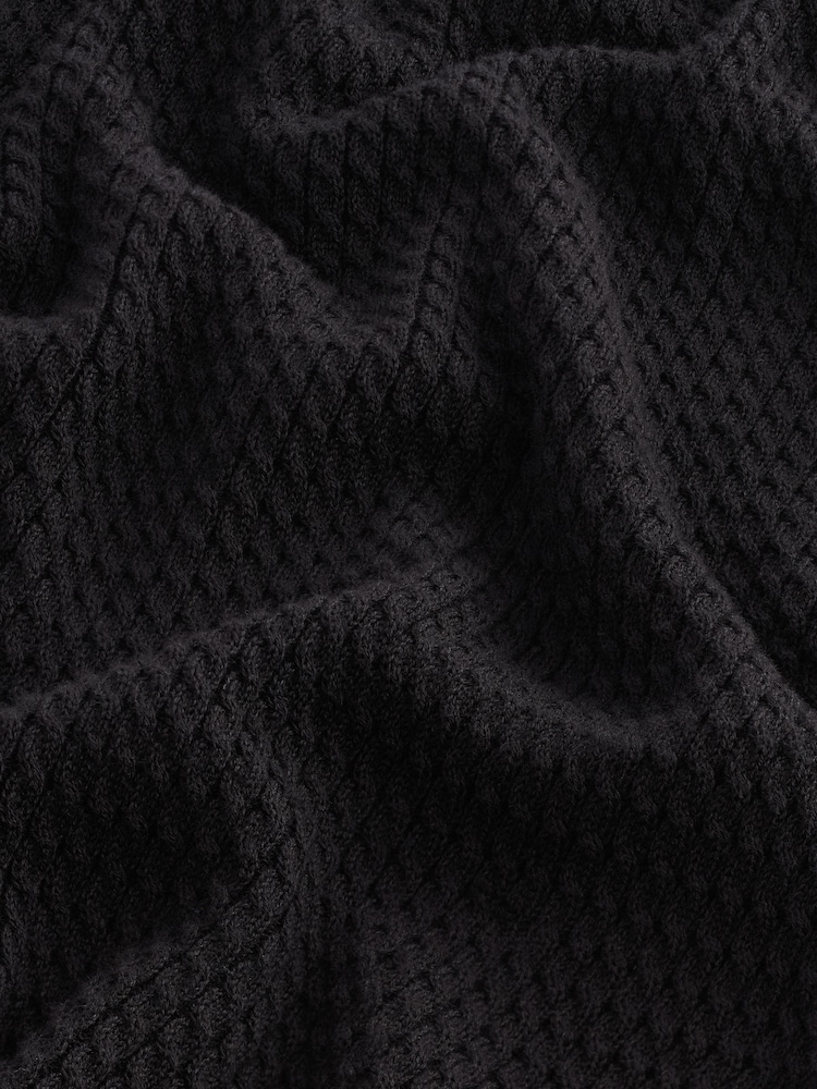 Black Mini Cable Crew Neck Regular Mock Shirt Jumper - Image 7 of 7