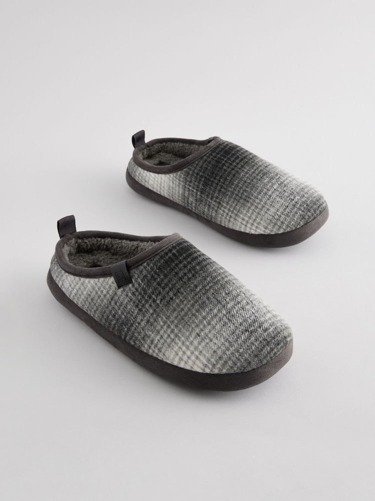 Grey Checked Mule Slippers - Image 1 of 6