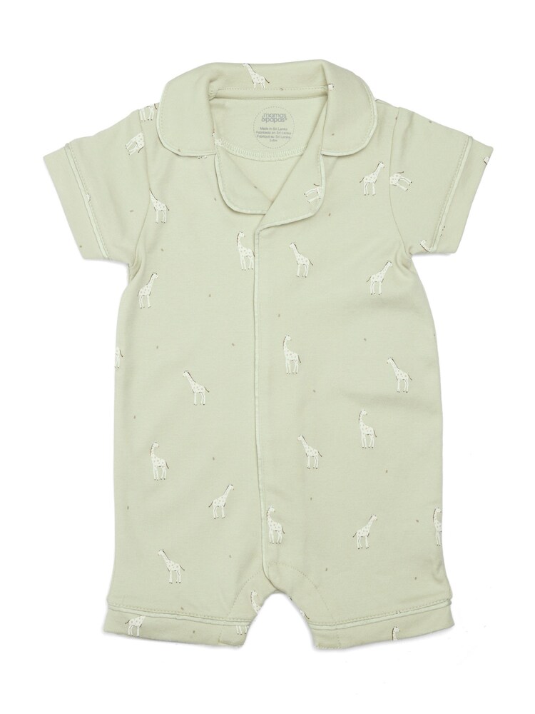 Mamas & Papas Ditsy Floral Collar White Pyjamas Romper - Image 1 of 2