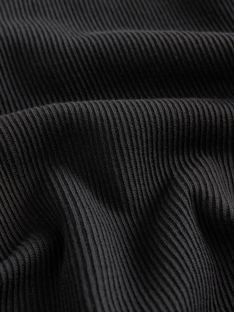 Czarny prążkowany - Textured Long Sleeve Grandad T-Shirt - Image 7 of 7
