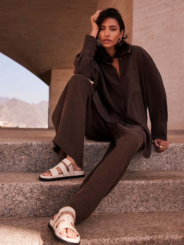 Mint Velvet Brown Oversized Pocket Shirt - Image 1 of 4