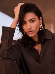 Mint Velvet Brown Oversized Pocket Shirt - Image 2 of 4