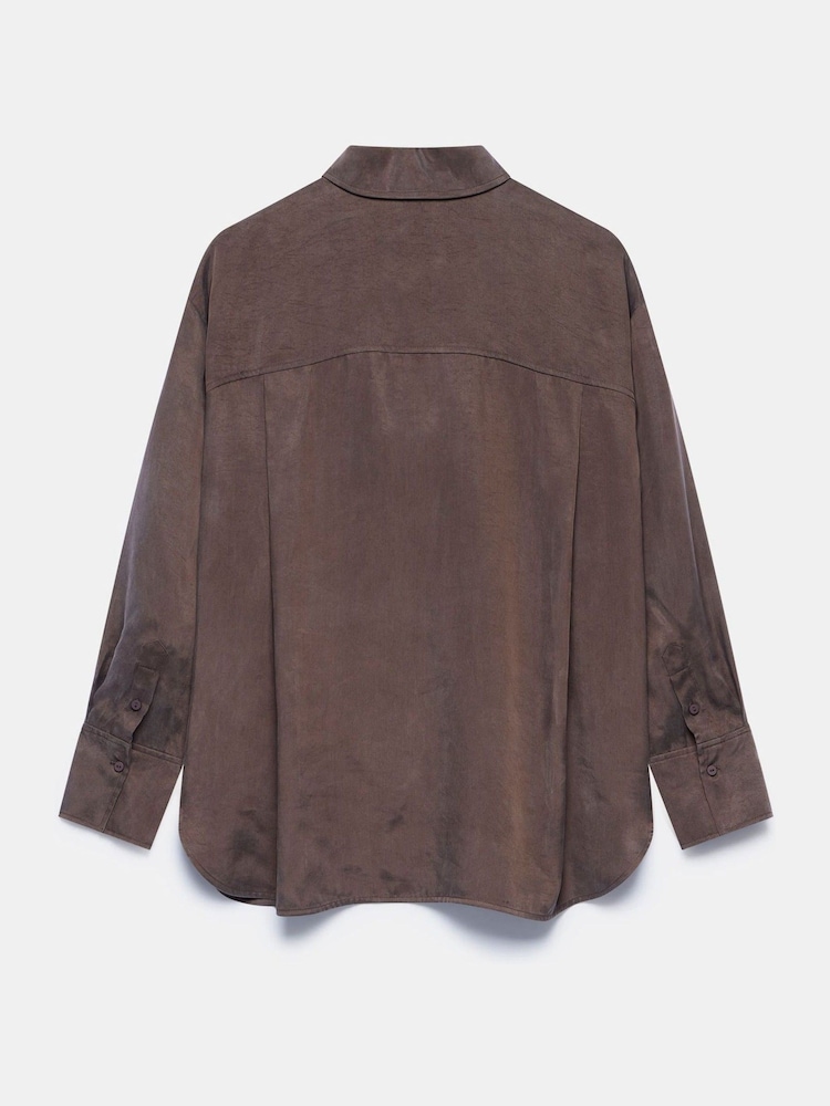 Mint Velvet Brown Oversized Pocket Shirt - Image 4 of 4
