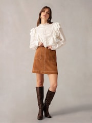 Ro&Zo Brown Suede Skirt - Image 1 of 4