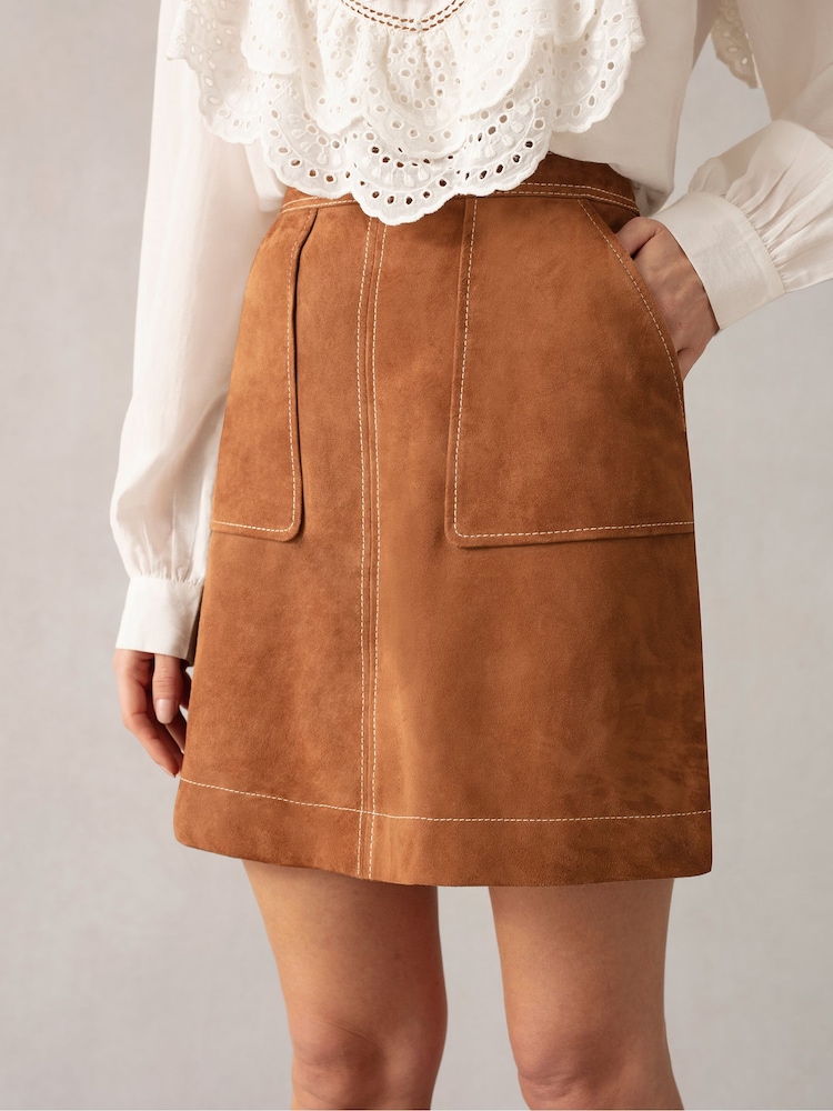 Ro&Zo Brown Suede Skirt - Image 2 of 4