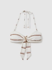 Reiss Cream/Brown Johanna Striped Removable Strap Bikini Top - Image 2 of 6