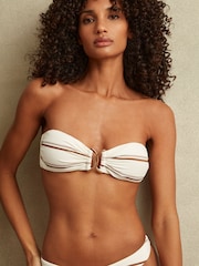 Reiss Cream/Brown Johanna Striped Removable Strap Bikini Top - Image 4 of 6