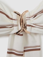 Reiss Cream/Brown Johanna Striped Removable Strap Bikini Top - Image 6 of 6