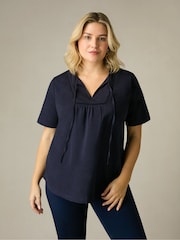 Live Unlimited Navy Blue Curve Cotton Slub Bib Tunic - Image 1 of 7