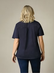 Live Unlimited Navy Blue Curve Cotton Slub Bib Tunic - Image 2 of 7