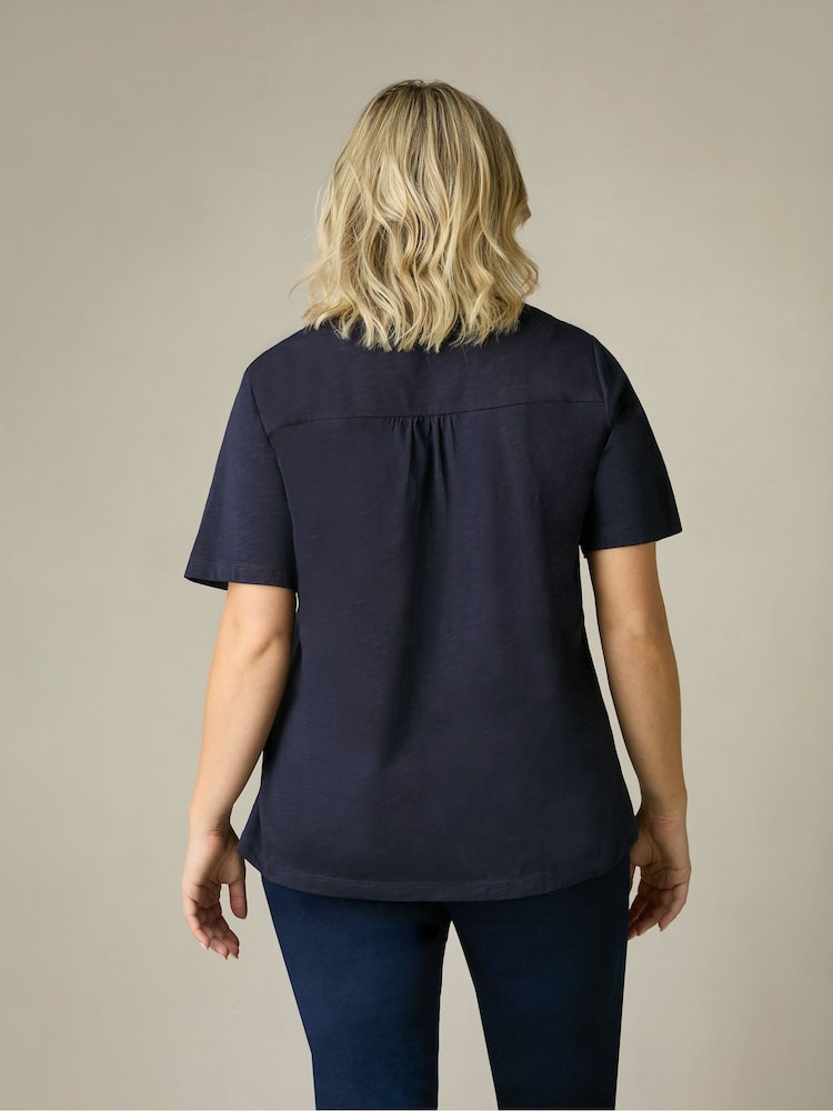 Live Unlimited Navy Blue Curve Cotton Slub Bib Tunic - Image 2 of 7