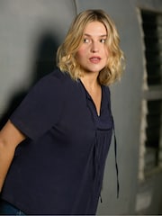 Live Unlimited Navy Blue Curve Cotton Slub Bib Tunic - Image 5 of 7