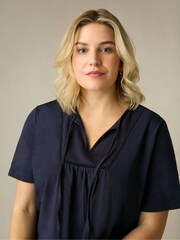Live Unlimited Navy Blue Curve Cotton Slub Bib Tunic - Image 6 of 7