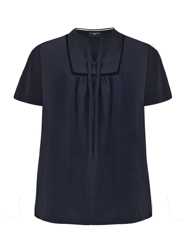 Live Unlimited Navy Blue Curve Cotton Slub Bib Tunic - Image 7 of 7