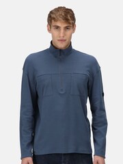 Regatta Blue Ferdo Quarter Zip 100% Cotton Fleece - Image 1 of 9