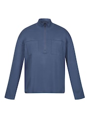 Regatta Blue Ferdo Quarter Zip 100% Cotton Fleece - Image 6 of 9