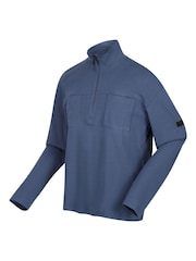 Regatta Blue Ferdo Quarter Zip 100% Cotton Fleece - Image 8 of 9