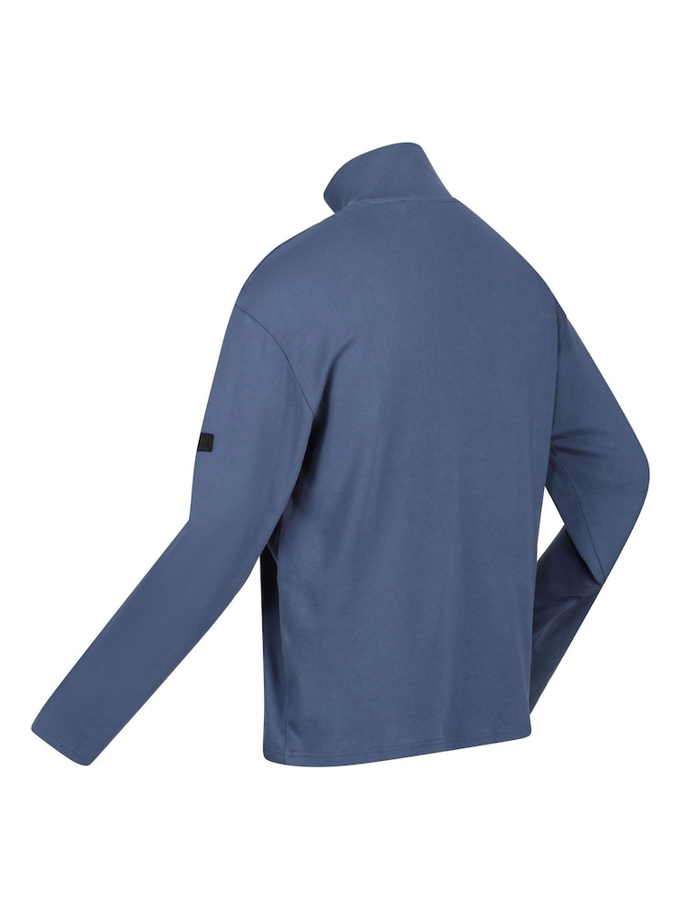 Regatta Blue Ferdo Quarter Zip 100% Cotton Fleece - Image 9 of 9
