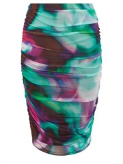 Yours Curve Red Mesh Gathered Skirt - Image 4 of 4