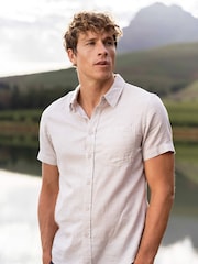 Mountain Warehouse Cream Lowe Mens Cotton-Linen Shirt - Image 1 of 4