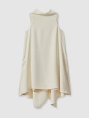Reiss Ivory Shauna High-Neck Drape Back Mini Dress - Image 2 of 6