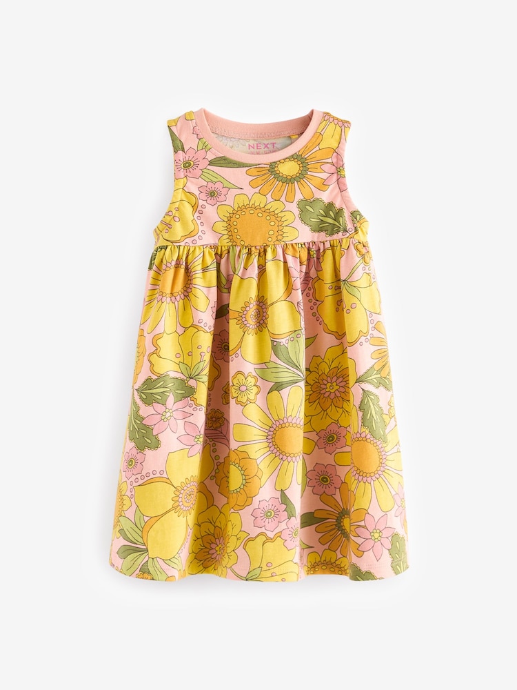 Yellow 100% Cotton Sleeveless Jersey Dress (3mths-7yrs) - Image 1 of 3 Yellow 100% Cotton Sleeveless Jersey Dress (3mths-7yrs) - Image 1 of 3