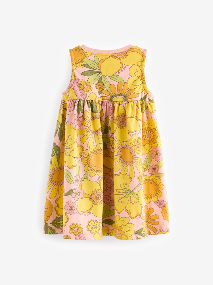 Yellow 100% Cotton Sleeveless Jersey Dress (3mths-7yrs) - Image 2 of 3 Yellow 100% Cotton Sleeveless Jersey Dress (3mths-7yrs) - Image 2 of 3