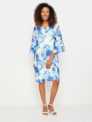 M&Co White Floral Print Flute Sleeve Shift Dress - Image 1 of 6