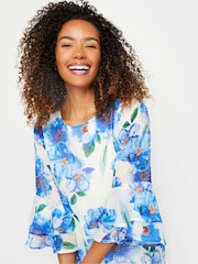 M&Co White Floral Print Flute Sleeve Shift Dress - Image 3 of 6