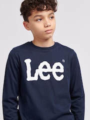 Lee Blue Boys 100% Cotton Wobbly Graphic Long Sleeve T-Shirt - Image 4 of 5