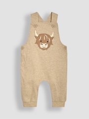 JoJo Maman Bébé Mocha Brown Highland Cow Appliqué Dungarees & Top Set - Image 2 of 6