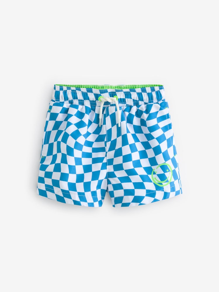 Blue Checkerboard Printed Swim Shorts (3mths-7yrs) - Image 1 of 3