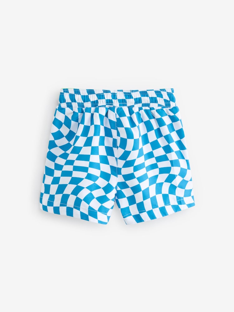 Blue Checkerboard Printed Swim Shorts (3mths-7yrs) - Image 2 of 3