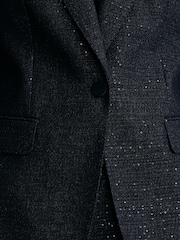 Reiss Navy Anneleise Petite Sequin-Detail Single-Breasted Woven Blazer - Image 6 of 9