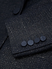 Reiss Navy Anneleise Petite Sequin-Detail Single-Breasted Woven Blazer - Image 8 of 9